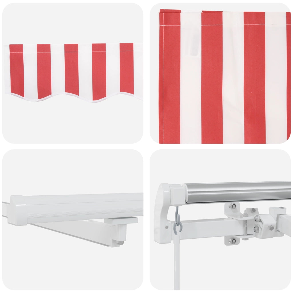 Tenda Retrattile Manuale con LED Striscia Rossa e Bianca 400x350 cm