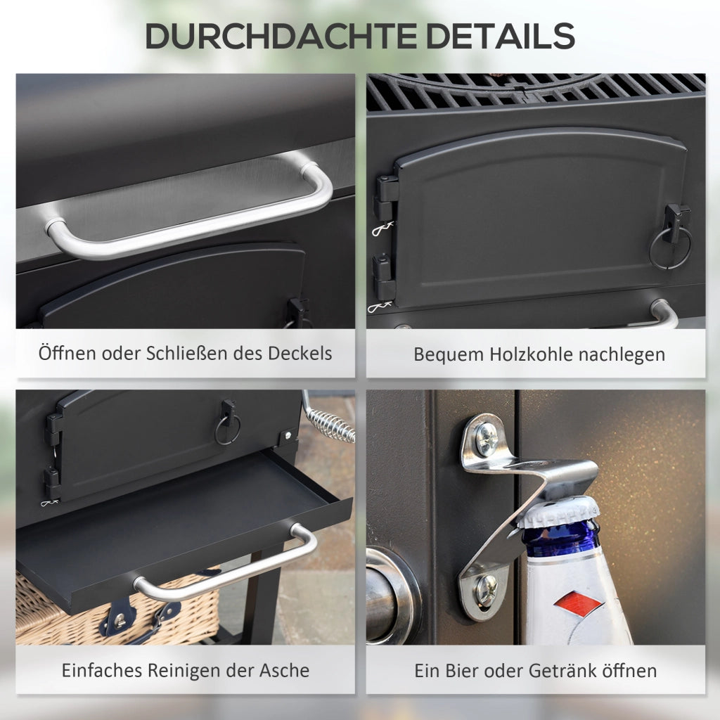 Barbecue Griglia Fumaiolo ¨C zephmum ¨C 124x66x112 cm Nero