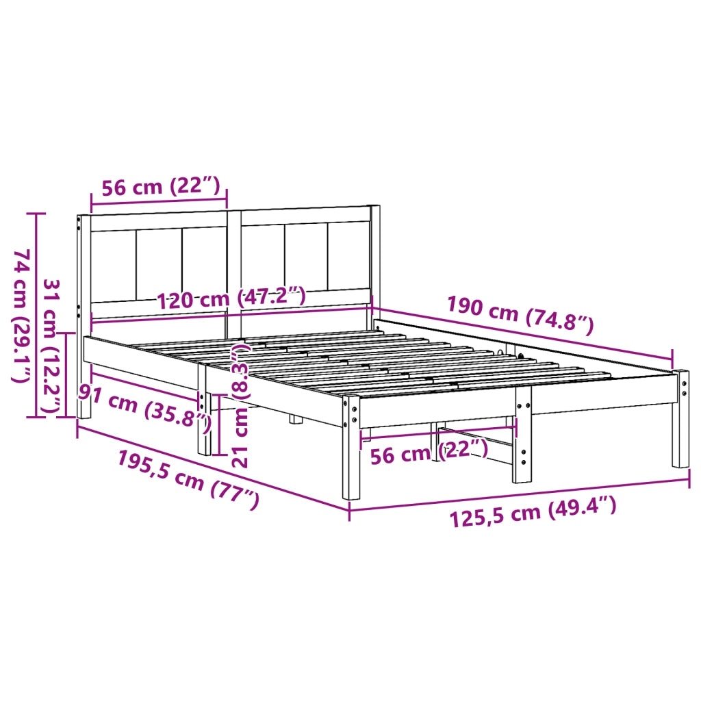 Struttura Letto in Pino Massello Marrone cerato 120 x 190 cm