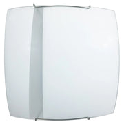 Plafoniera 2xE27 Montatura Bianca Vetro Lastra Bianco Fascia Satinato E-Energy Gilda