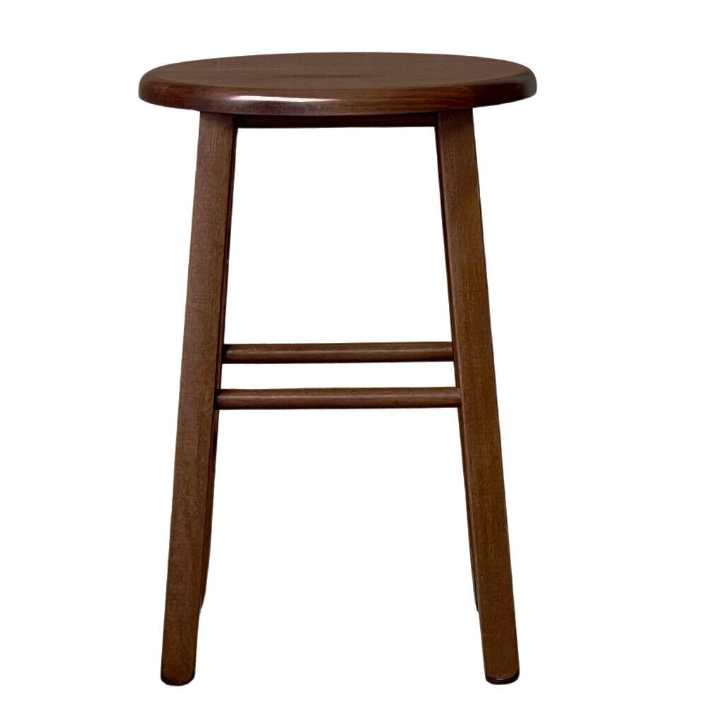 Sgabello con seduta rotonda  h 47cm  color noce scuro gamba dritta