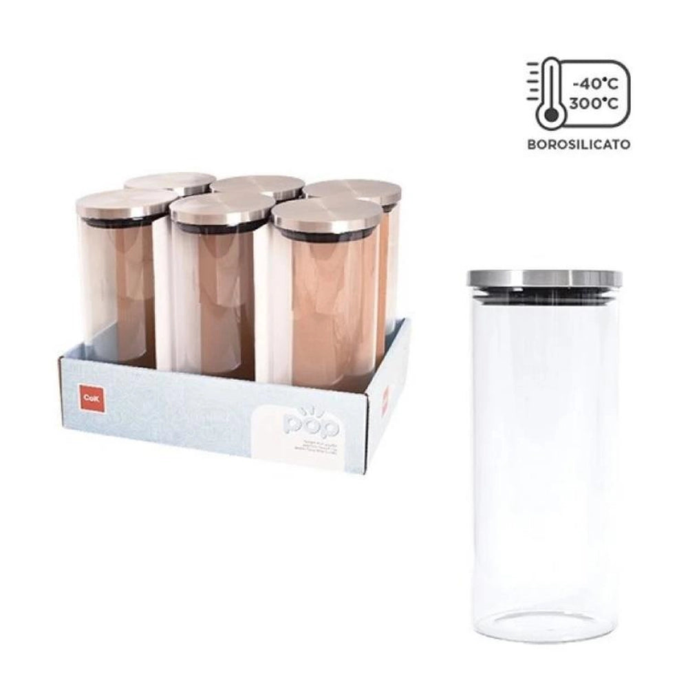 1 Pezzo Barattolo da Cucina in Vetro con Tappo Boro Pop 1400 ml