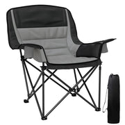 Sedia da Campeggio Pieghevole 99x71x103 cm con 2 Portabicchieri e Tasche Laterali Grigio e Nero