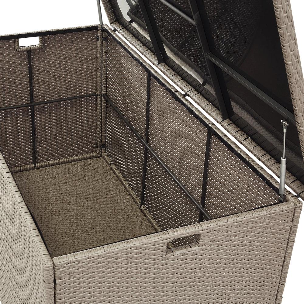 Cesta baule portaoggetti per esterni Cuscino da giardino in finto rattan beige 155 x 75 cm