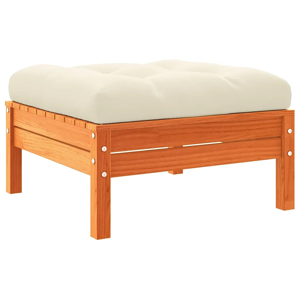 Poggiapiedi Giardino con Cuscini 2 pz Marrone Cera Massello Pino CFW3561651
