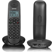 Trade Shop - Telefono Cordless Brondi Lotus Bianco Nero Retroilluminato Con Sveglia Vivavoce -