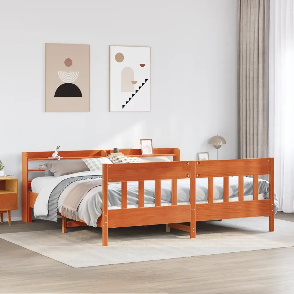 vidaXL Letto senza Materasso Marrone Cera 200x200 cm in Legno di Pino
