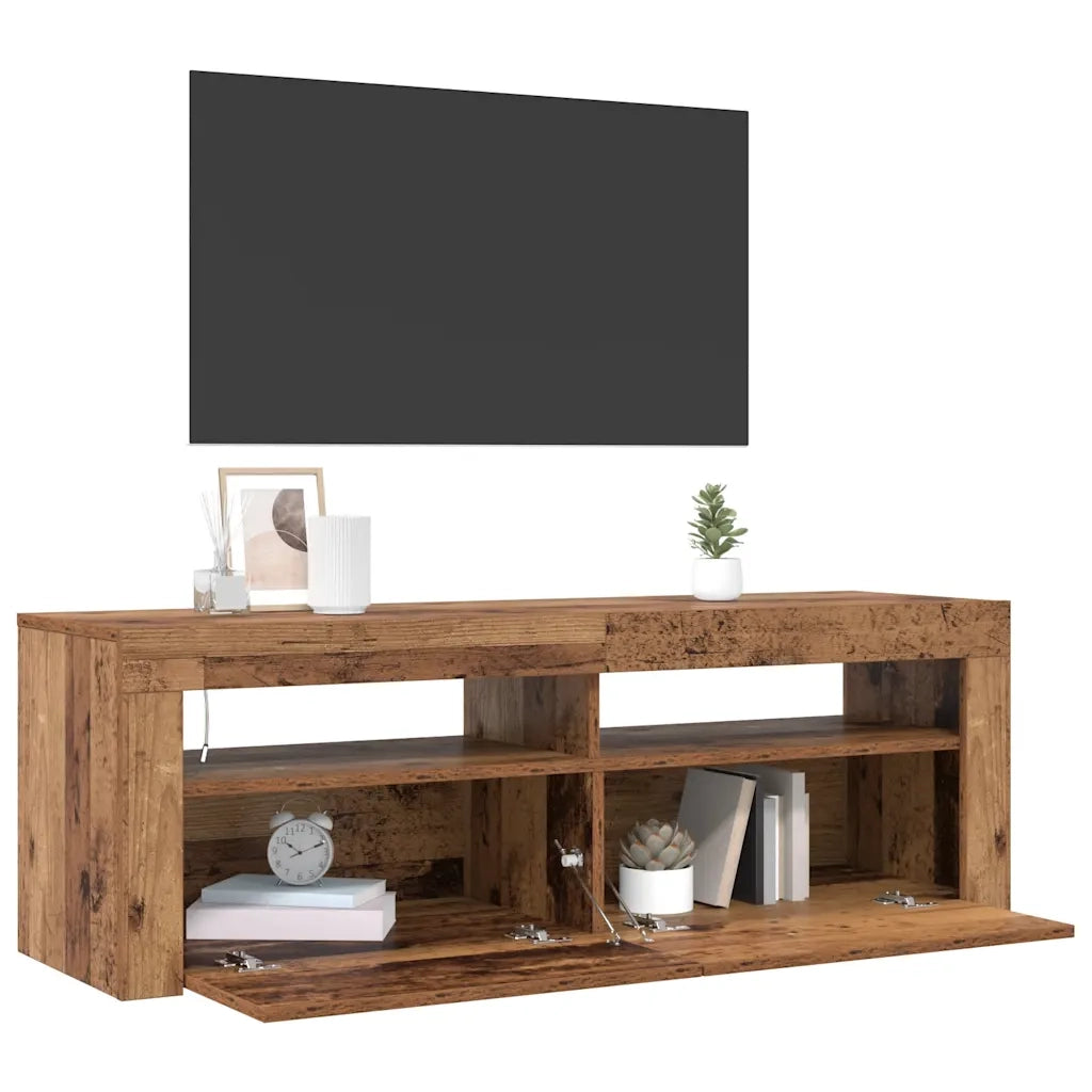 Mobile Porta TV con LED Legno Antico 120x35x40 cm Multistrato 856319