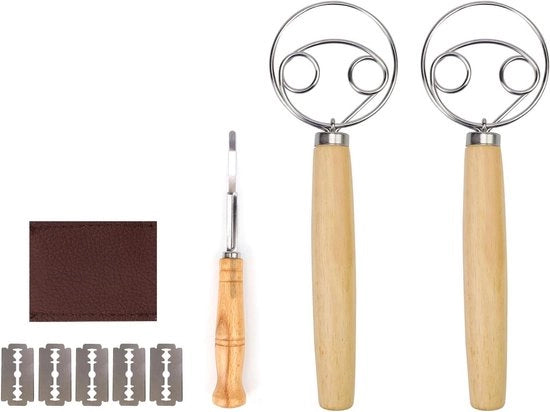 Set di miscelazione per pasticceria - 24 cm - Manico in legno di quercia - Manubrio in acciaio inossidabile - Set di 2 pezzi