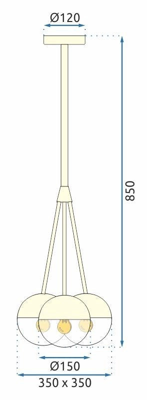 Lampada A Sospensione Sfera Di Vetro Lattea APP687-3CP Nera