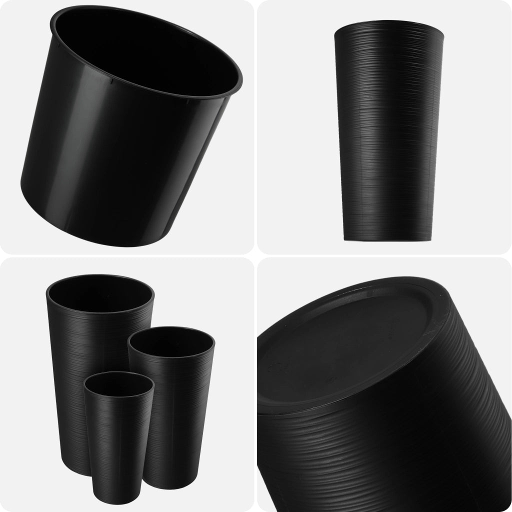 Vaso da fiori KADAX 36 cm con coperchio e inserto, vaso da fiori in plastica nero