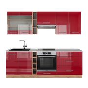 Cucina componibile Fame-Line Bordeaux lucido/Rovere dorato 235 cm, PL Marmo Vicco