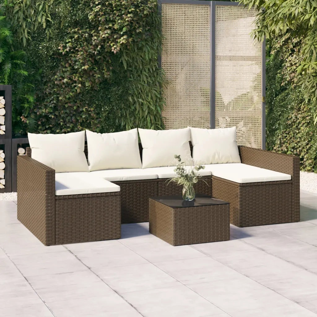 Set Divani da Giardino 2 pz | Set Salotto da Giardino con Cuscini in Polyrattan Marrone