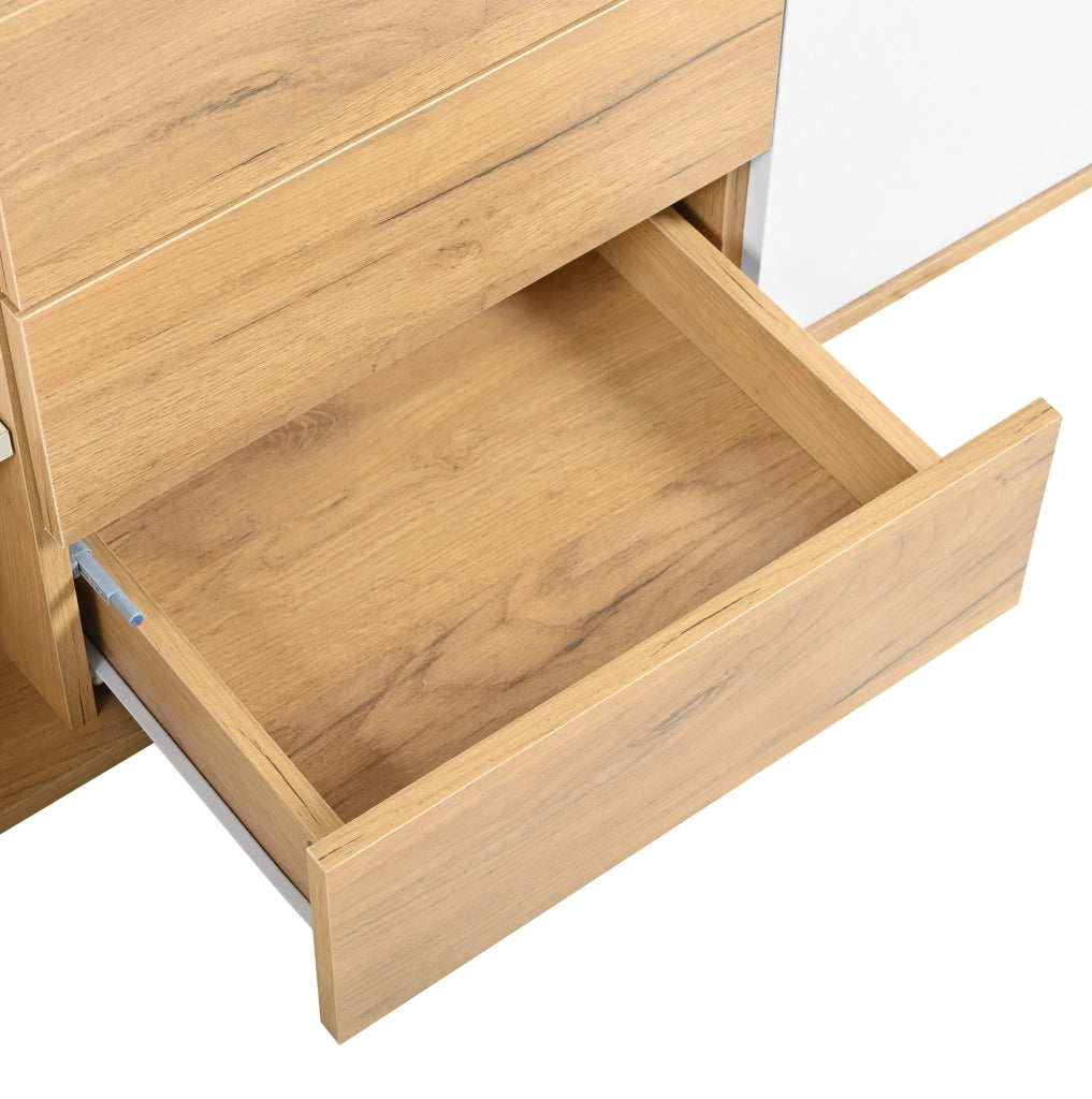 Mobile TV da parete o da terra con 3 ante e 3 cassetti; 171;5 x 35 x 47 cm; in MDF bianco e legno