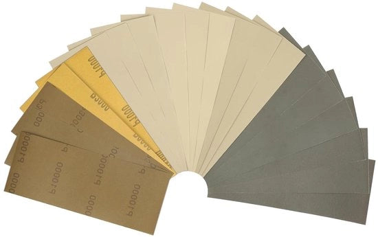 Set di abrasivi a 15 pezzi per lucidatura a secco e umida - 23 x 93 cm - dimensione della polvere 1000/2000/3000/5000/10000 - per auto, mobili in legno, pietra, vernice, metallo, vetro