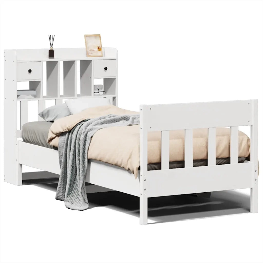 Giroletto senza Materasso-Struttura Letto Bianco 75x190 Legno Massello di Pino 738672