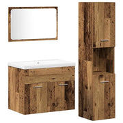 Set di mobili per il Bagno | Armadio da bagno 4 pz Marrone Legno multistrato