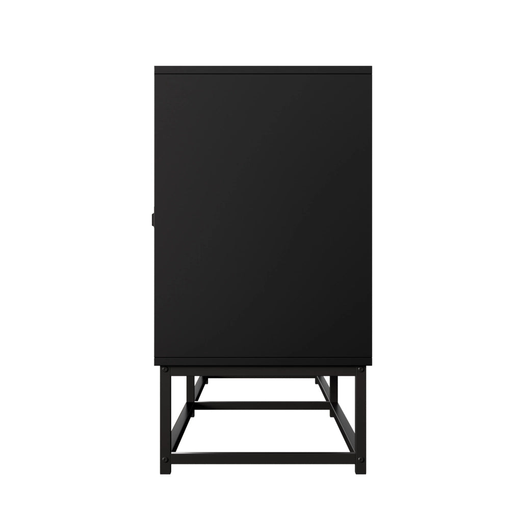 Credenza 160x38x75.5 cm con 3 vani a doppia anta in pannello truciolare nero