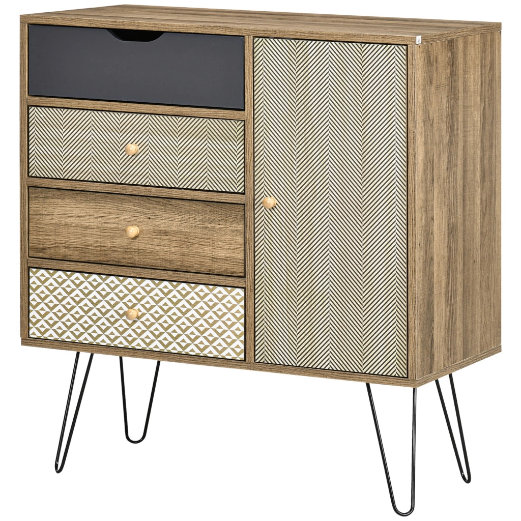 Cassettiera 4 cassetti con ante ¨C zephmum ¨C marrone 79x39x86 cm