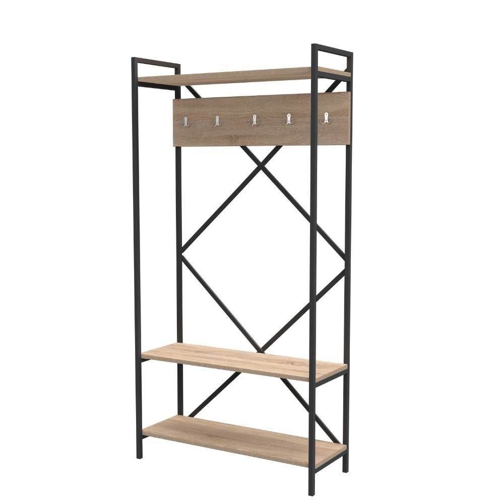 Scaffale ingresso appendiabiti Kety metallo colore antracite