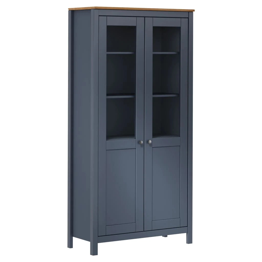 Hill 85 x 37 x 170,5 cm Legno massello di pino Grigio 02_0035676 Credenza a buffet Cassettiera Armadio Unità di stoccaggio Organizzatore per cucina Soggiorno