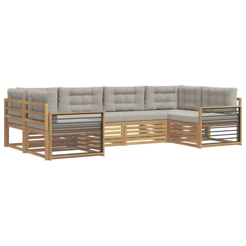 Set di divani da esterno 6 pz Bianco e Grigio Chiaro 3391056