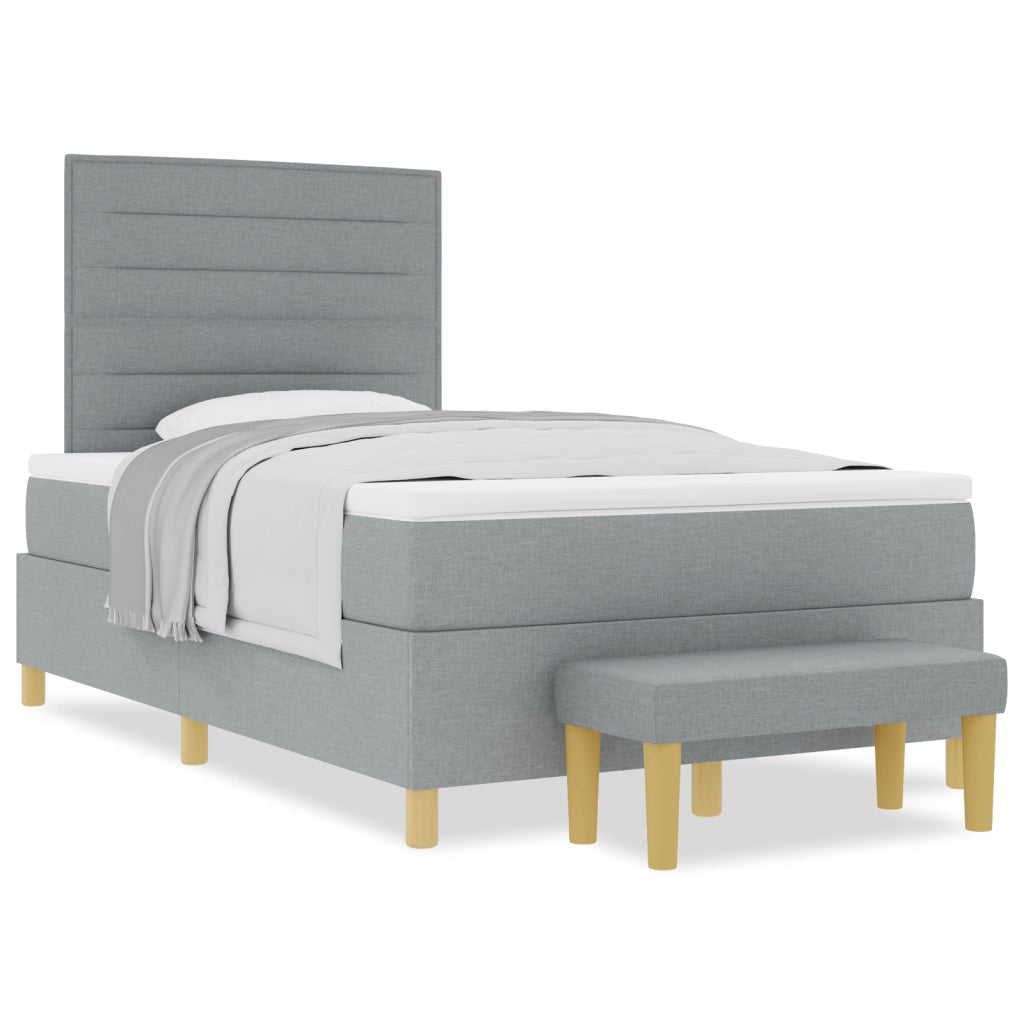 Letto a Mola con Materasso e Panchina Grigio Chiaro 120x190 cm Tessuto