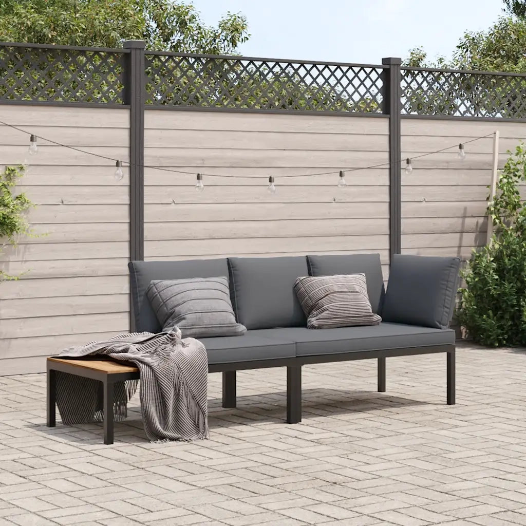 vidaXL Set Divani da Giardino 2 pz con Cuscini in Alluminio Nero