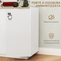 Credenza da Cucina Moderna con Cassetto e 3 Armadietti con Ripiani Regolabili, 140x40x75 cm, Bianco