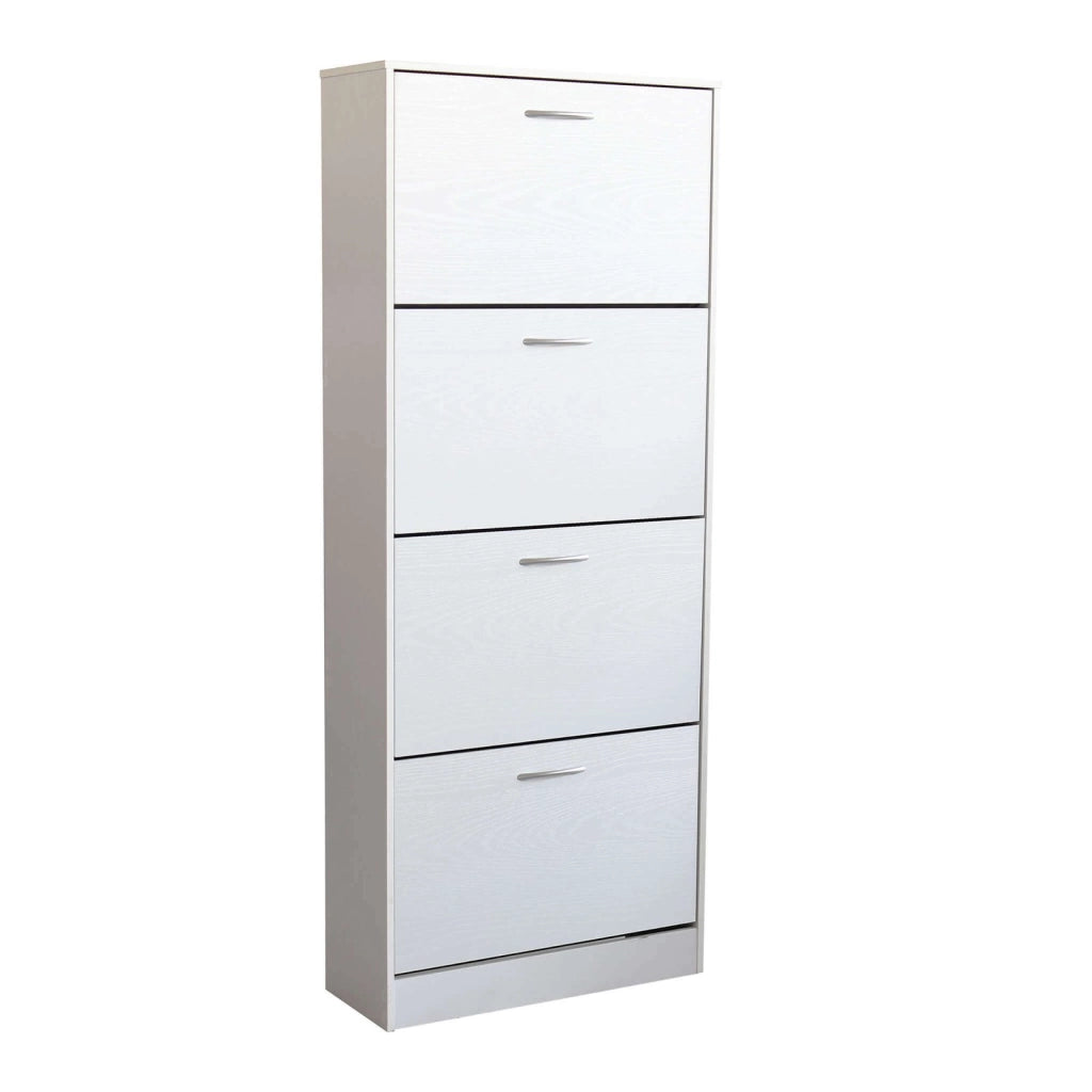 Scarpiera Salvaspazio 4 Ante a Ribalta 60x24x150h cm Legno Bianco Frassino - Mobile Ingresso LOLA
