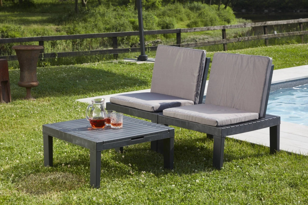 Salottino Outdoor Aixela, set Salotto da Esterno 2 Posti Made in Italy, Nero Antracite