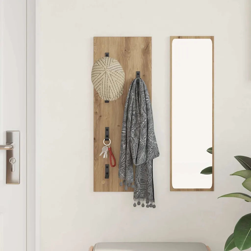 vidaXL Appendiabiti a muro rovere artigianale 30 x 1.5 x 80 cm