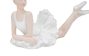 Ballerina Dicy Sdraiata 12x7,5x11 cm in Resina Bianco