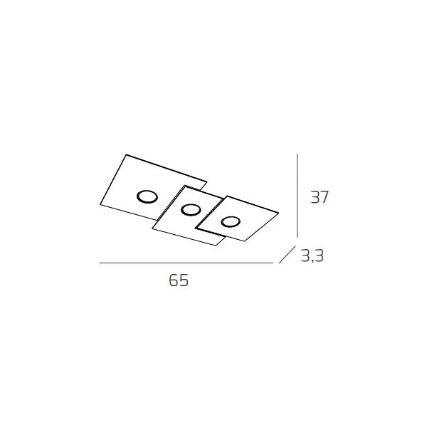 Toplight Plafoniera da soffitto rettangolare 3 luci Plate con attacco GX53, struttura colore antracite, design moderno 65x37x3cm