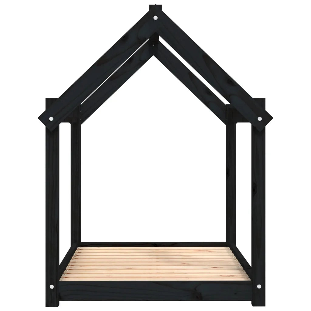 Cuccia per Cani Nera 101x70x90 cm in Legno Massello di Pino 822216
