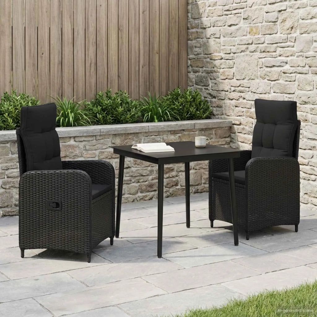 Set Tavolo da Salotto con cuscino con cuscino 3 pcs Nero 3422448