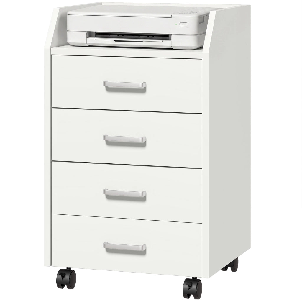 Cassettiera da Ufficio in Legno con 4 Cassetti ¨C Zephmum ¨C Bianco 40x36x65cm