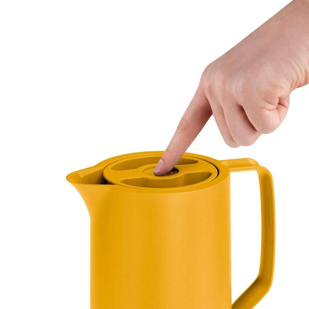 Emsa N41708 Motiva Caraffa Termica 1 L Quick-Press ampolla in vetro 12H caldo 24H freddo colore Giallo