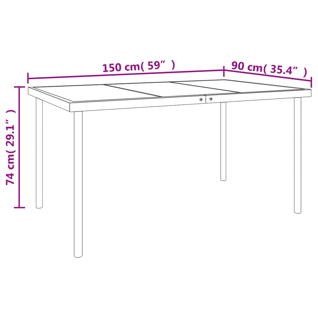 Set da Pranzo da Giardino 7 pz Nero in Acciaio e Textilene 3200699