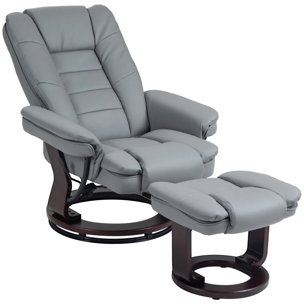 Poltrona relax reclinabile girevole con poggiapiedi ¨C zephmum ¨C Grigio similpelle