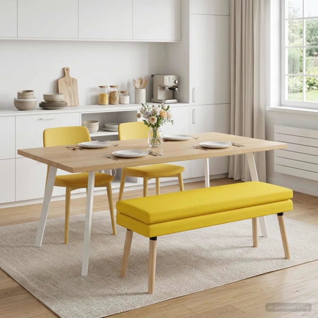 Panchina a doppio strato Giallo Chiaro 110 x 40 x 47 cm Tessuto 42038455