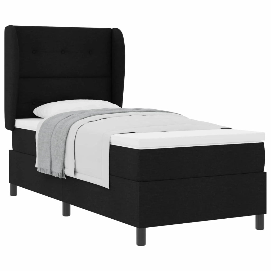 Letto a molle con materasso Nero 100 x 200 cm Tessuto 3340552