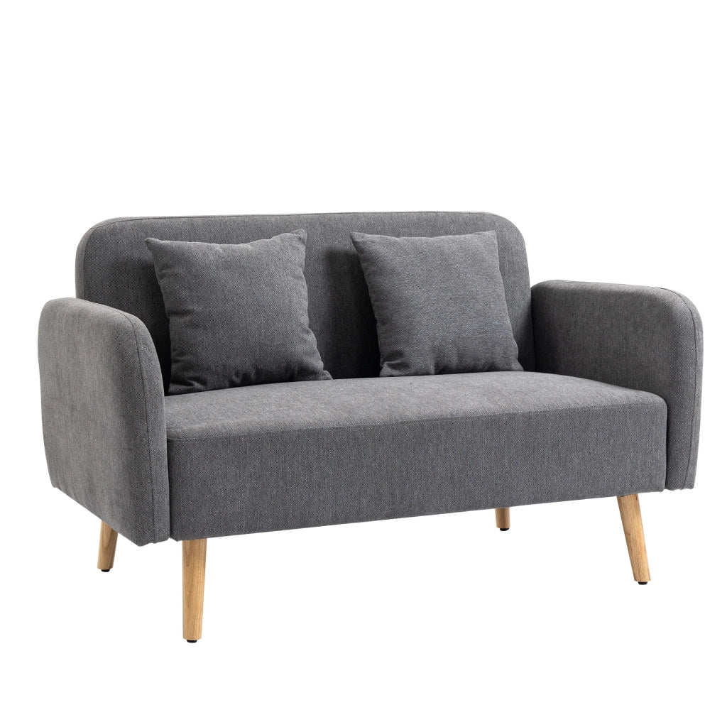 DIVANO 2 POSTI 130x70x80 cm Grigio in poliestere con 2 cuscini