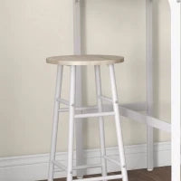 Set da Bar con Tavolo Alto e 2 Sgabelli, Struttura in Acciaio, Piano Effetto Legno Naturale, 2 Persone, Bianco