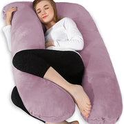 Cuscino per gravidanza, a forma di U, cuscino laterale con copertura, cuscino a forma di U, cuscino per l'allattamento, grande cuscino di supporto, cuscino per donne e laterali (blu viola, velluto)