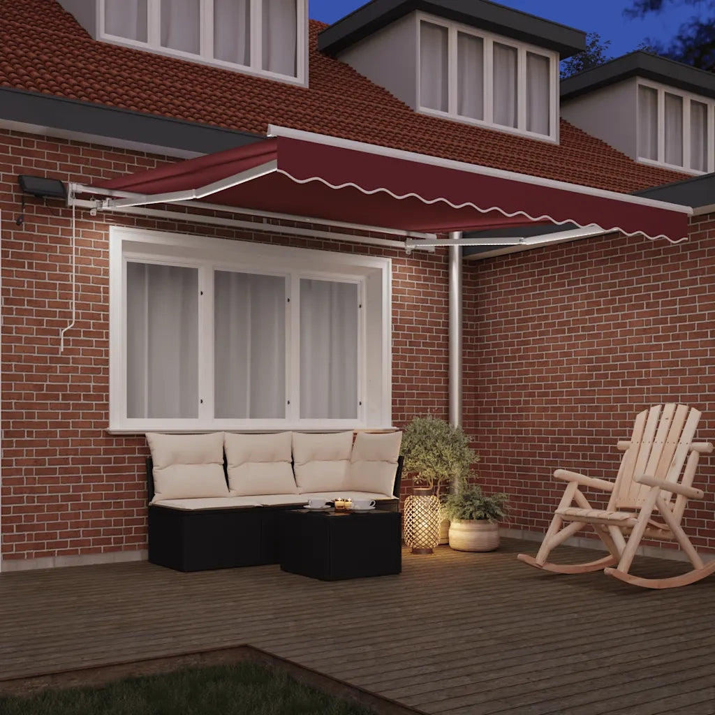 Tenda da Sole Retrattile Manuale con LED Bordò 300x250 cm
