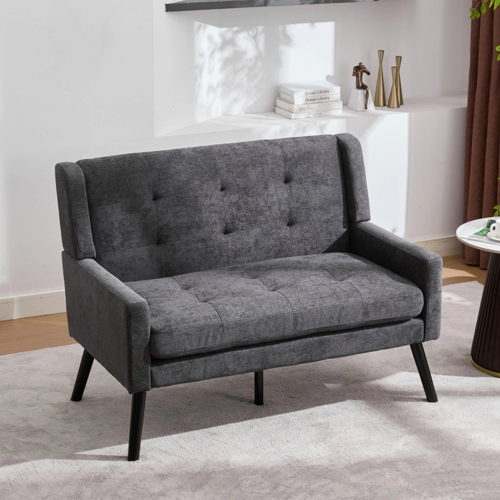 Set di 2 poltrone d’accento grigio scuro in tessuto con braccioli