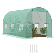 Serra a Tunnel da Giardino 4.45x2x2 m con Tetto Arrotondato. in PE e Metallo. Verde