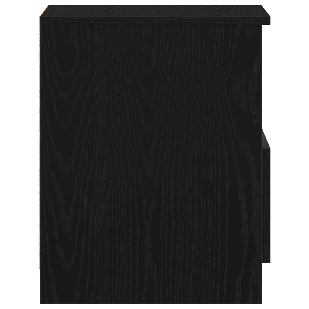 ComÃ² da letto 2 pezzi Nero e Rovere 40x40x50 cm in legno ingegnerizzato