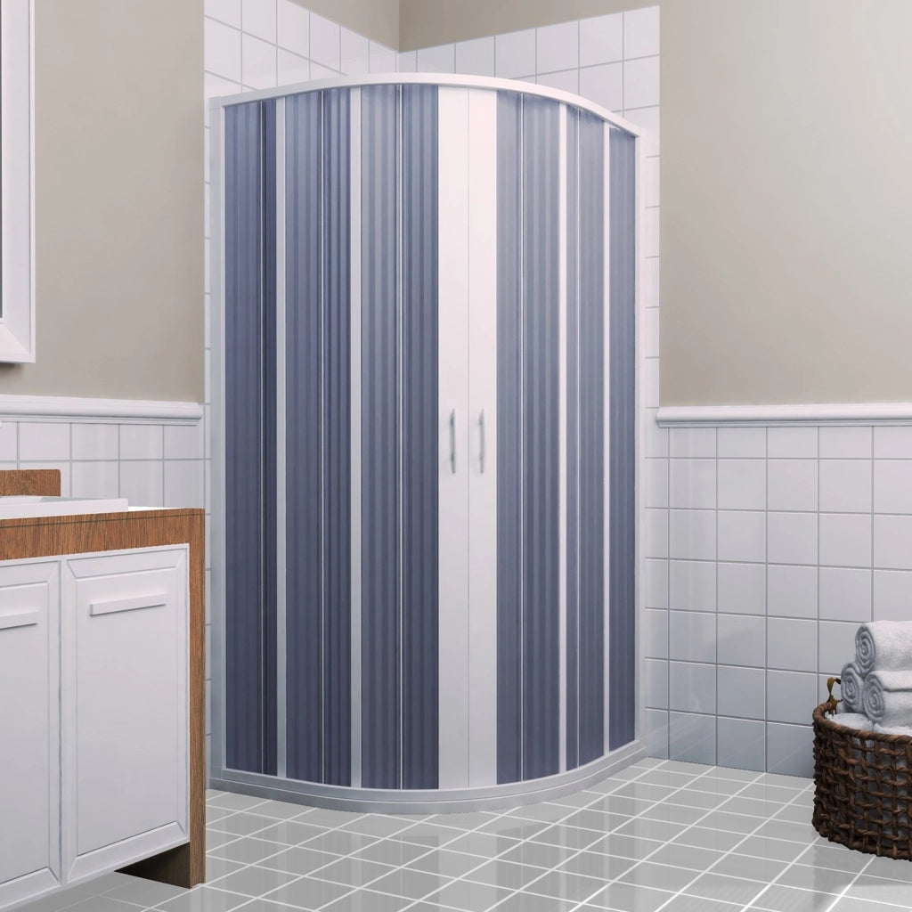 Box Doccia in PVC 90x70CM H185 a soffietto Semicircolare con Apertura Centrale colore Bianco mod. Flex